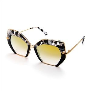 KREWE Sunglasses Octavia Geometric Two-Tone Sunglasses, Black